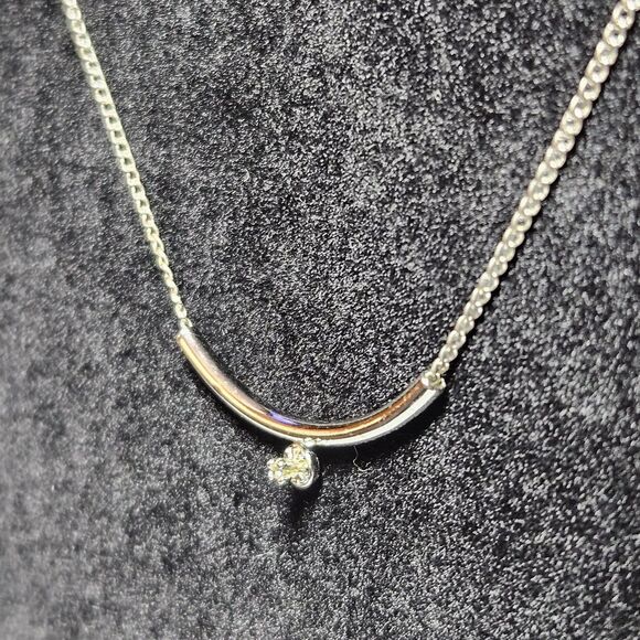 *Sale* Vintage Signed Amway Artistry Sterling Silver Tiny Diamond Pendant 14” - Picture 6 of 15